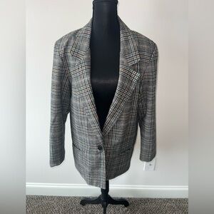 Women’s Vintage Requirements Gray Plaid Wool Blazer Size 7/8